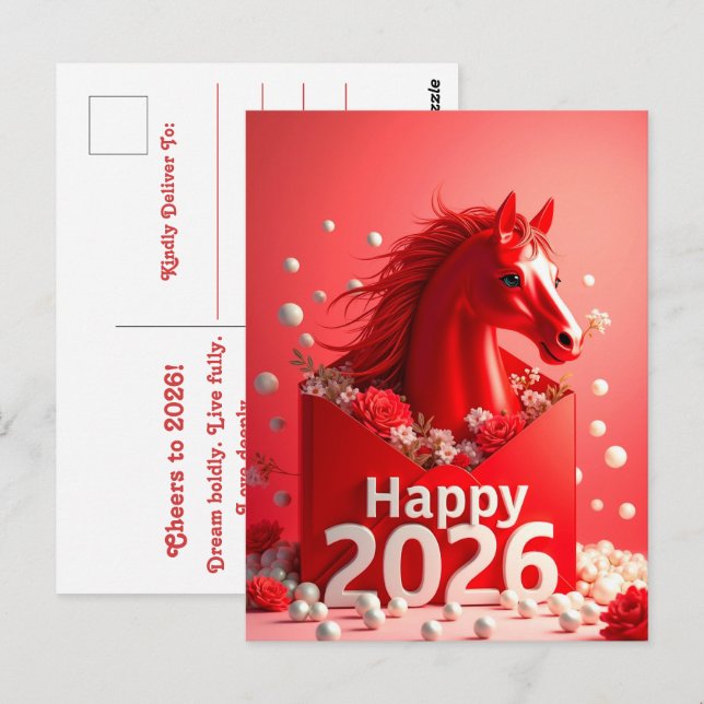 År 2026 för hästen vykort (Fram/baksida)
