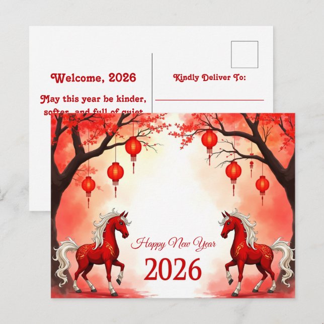 År 2026 för hästen vykort (Fram/baksida)