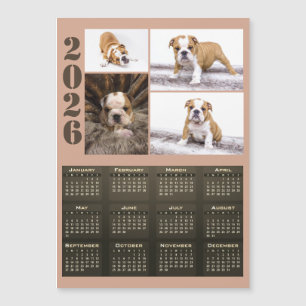 År 2026 Kalender Hund Husdjur 4 Foto Collage Magne