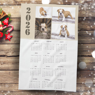 År 2026 Kalender Hund Pet 4 Fotokollage Kökshandduk