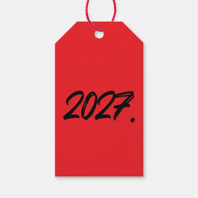 År 2027 Måla Bläck Pensel Typografi Presentetikett (Framsidan)