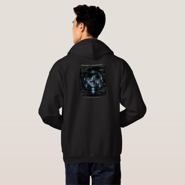 ÅR 2147 Cyberpunk Sci Fi Retro Rymden Hoodie (Hel baksida)