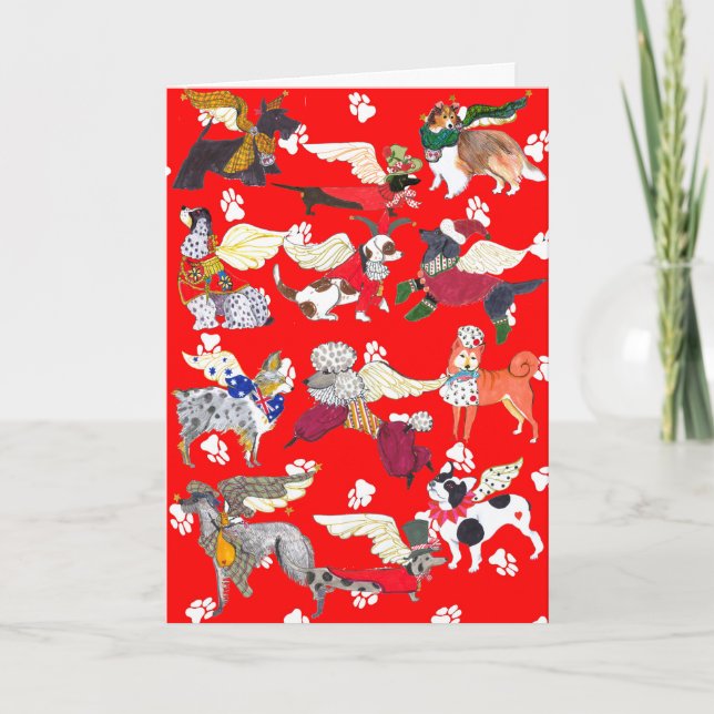 "Är alla hundar det änglar" helgdagkortet Helgkort (Framsida)