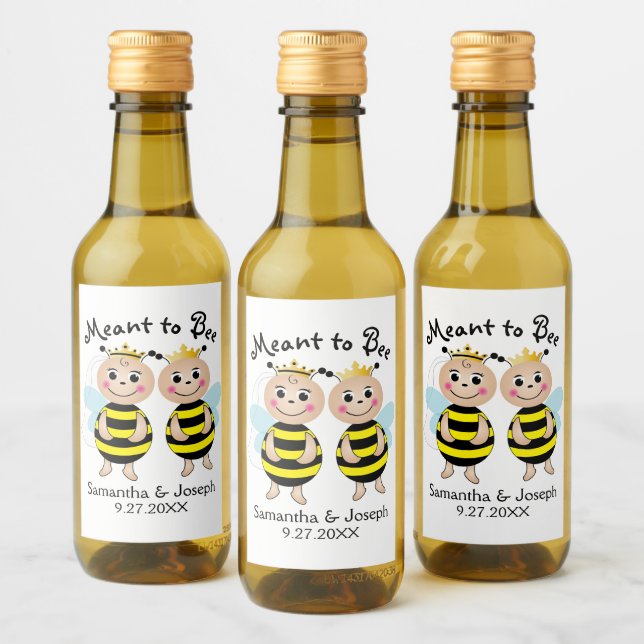 Är ämnad för Bihjärtans bröllopsdusch Drycketikett Vinetikett (Flaskor)