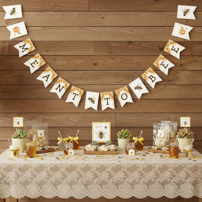 Är ämnad för bin Bikupa Honung Dropp Bröllopsdusch Vimplar (Meant to Bee Honeycomb Honey Drip Bridal Shower Bunting Flags
)