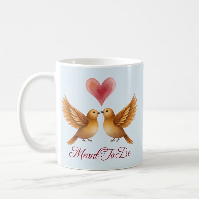 Är ämnade att vara kärleksfåglar hjärta bröllopsda kaffemugg (Vänster)
