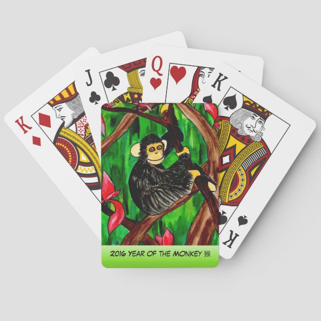 År av apan som leker kort casinokort (Baksidan)