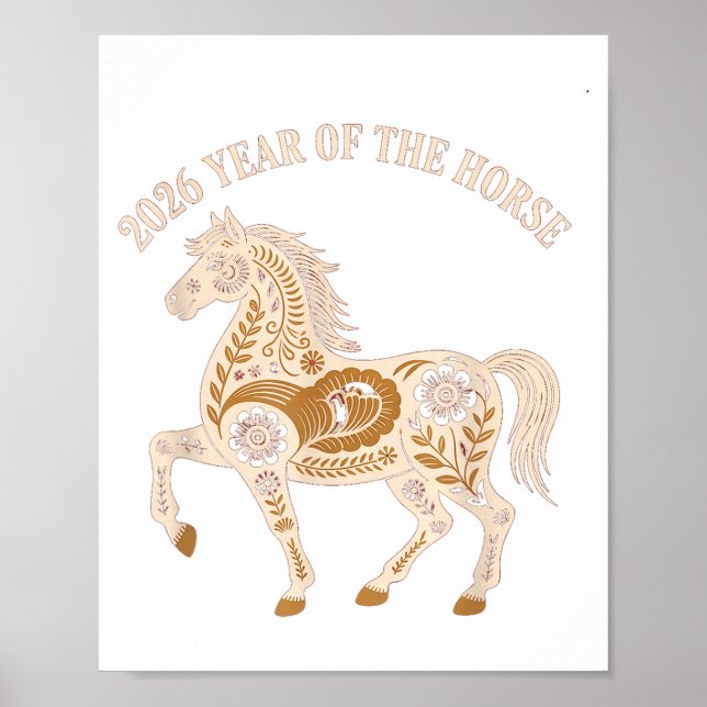 År av eldens häst 2026 Festiv kinesisk nyår Poster (Framsidan)