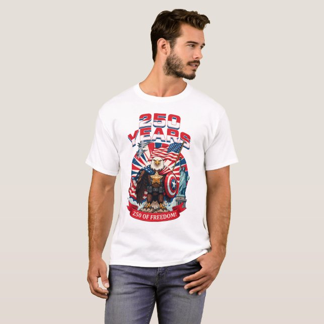 År av frihet Patriotisk Vitörn T-shirt | Amer (Hel framsida)