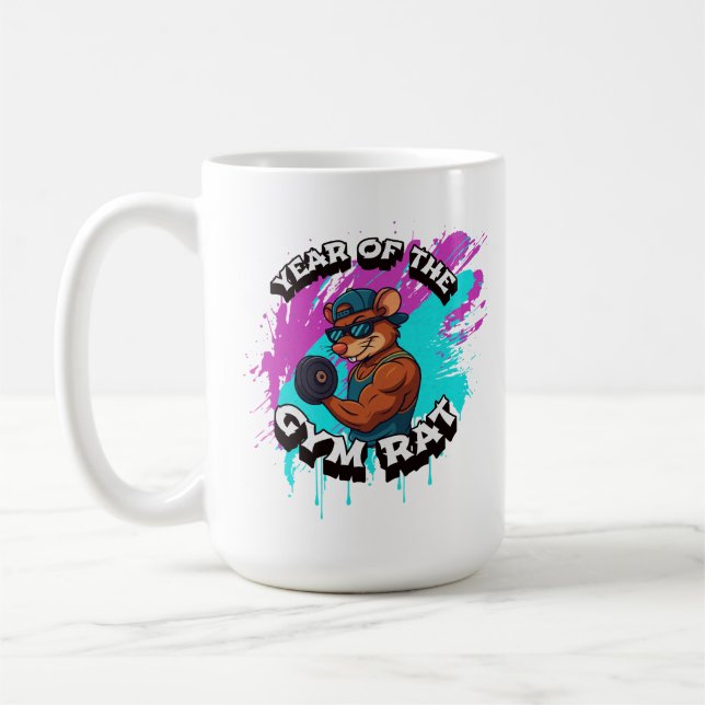 År av gymratta rolig träning kartong design kaffemugg (Vänster)