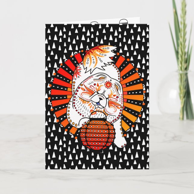 ÅR AV HUNDEN - MI-TANG - Chowhälsningkort Helgkort (Framsida)