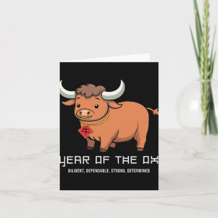 År Av Oxe Söt Kawaii Kinesisk Zodiak Kinesisk Kort
