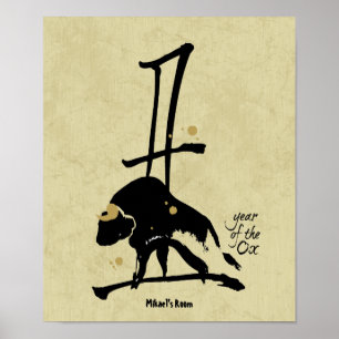 År av oxen - kinesisk Zodiac Poster