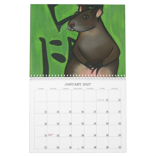 År av oxen, nolla för bungalow Art2009 Kalender (Jan 2027)
