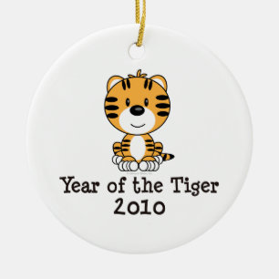 År av tigerprydnaden julgransprydnad keramik