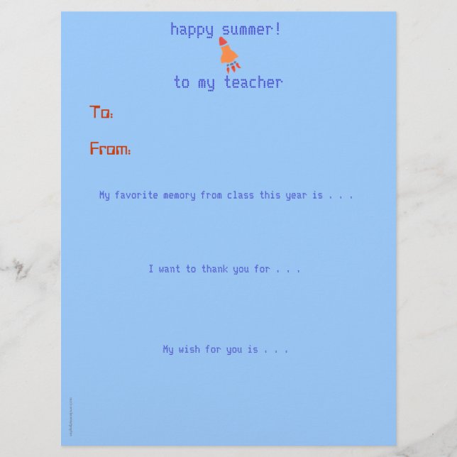 År-avsluta personliglärare tackar dig - raket (Framsida)