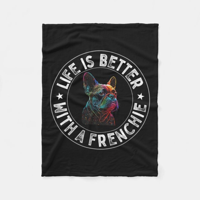 Är bättre med en frenchie - Fransk Bulldog Fleecefilt (Framsidan)