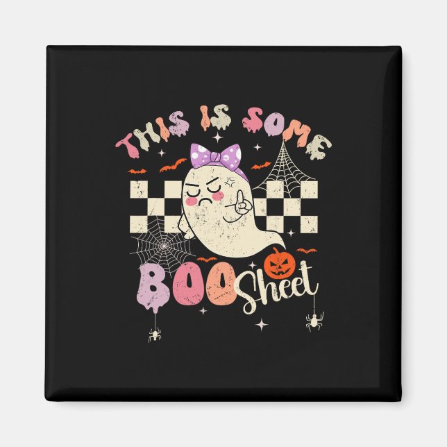 Är Boo Lakan Cute Ghost Retro Halloween Costume Wo Magnet (Framsidan)