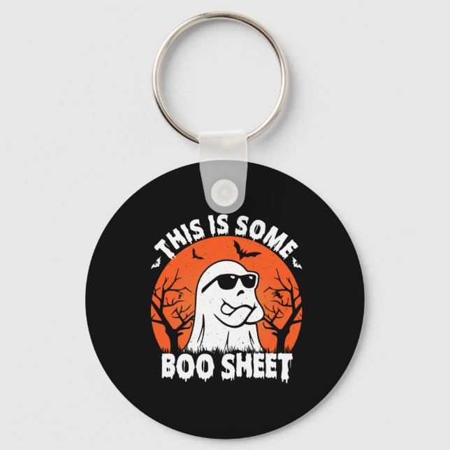 Är Boo Lakan Ghost Retro Funny Halloween? Nyckelring (Framsida)