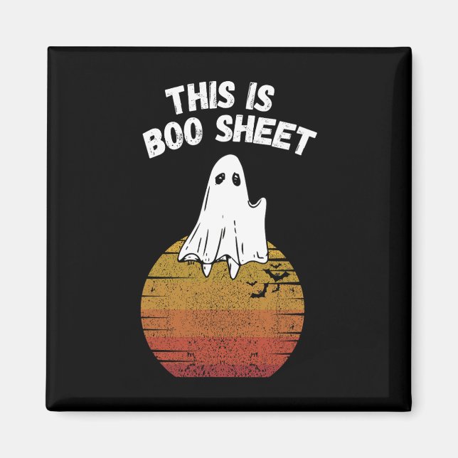 Är Boo Lakan Ghost Retro Halloween Easy Costume Magnet (Framsidan)