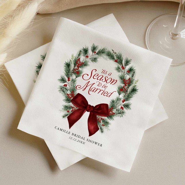'Är det dags att bli gift Bröllopsdusch Servett (tis a season to be married bridal shower paper napkins)