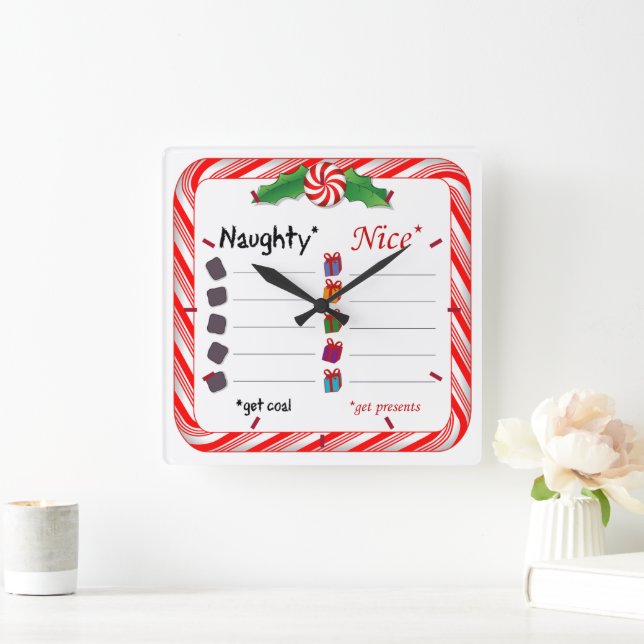 Är det dags för Naughty eller Nice? Fyrkantig Klocka (Hem)