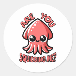 Är det ditt löfte? Cute Squid Pun-Tecknad Runt Klistermärke