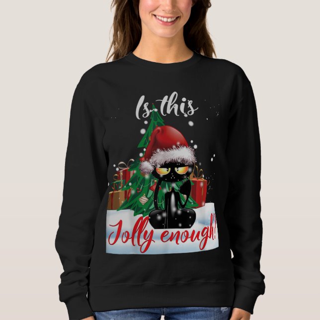 Är det här glädjligt nog lite grumpy Black Cat jul T Shirt (Framsida)