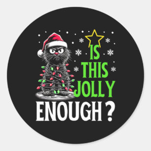Är det här Jolly tillräckligt roligt, svart jultom Runt Klistermärke