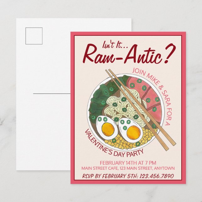 Är det inte ram-antisk romantisk Valentinsdag Rame Inbjudan Vykort (Fram/baksida)