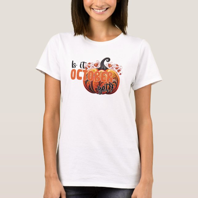 Är det oktober än? - Spooky Gothic Pumpkin T Shirt (Framsida)
