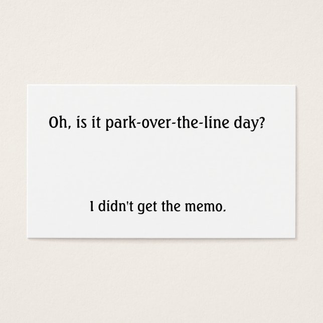 Är det parkerat över linjedagen? visitkort (Framsidan)