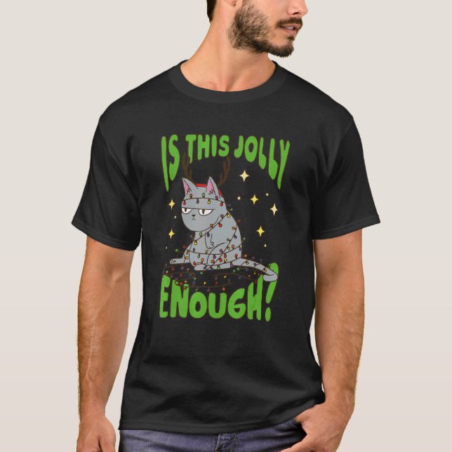 Är detta glada julkatten tillräckligt glad t shirt (Framsida)