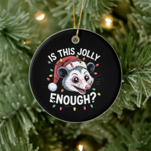 Är detta glatt nog? Julopossum Sarksatisk Julgransprydnad Keramik