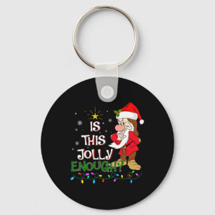 Är detta jul nog Noel Grumpy Elf Pyjamas Glad Nyckelring