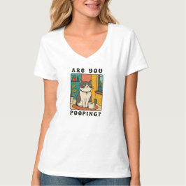 Är du bajsar rolig Grumpy Cat Badrumsskylt Ret T Shirt