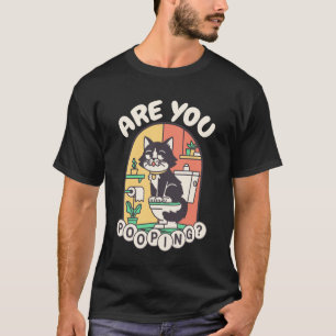 är du bajsar Rolig Katt Badrum Meme Långärmad T Shirt