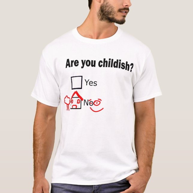 !!! Är du barnslig? Manar grundläggande T-tröja, T-shirt (Framsida)