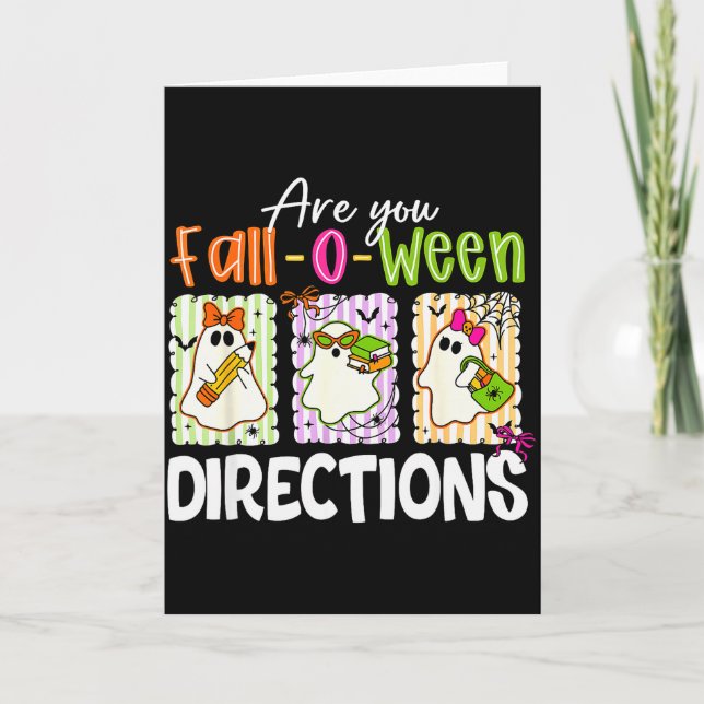 Är du Fall-o-ween-instruktioner Söt spök-lärare  Kort (Framsida)