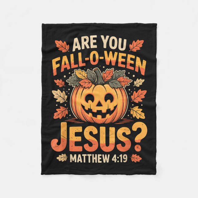 Är du Fall-o-ween Jesus kristen Halloween Pumpa Fleecefilt (Framsidan)