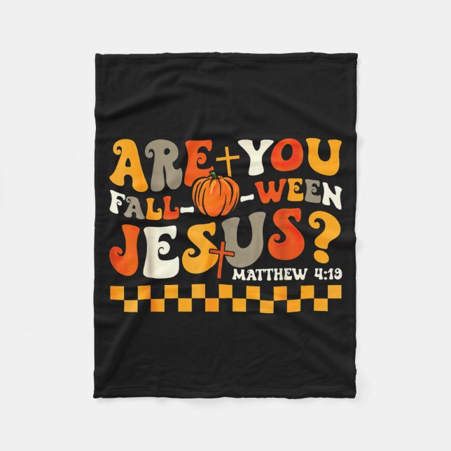 Är Du Fall-o-ween Jesus Pumpa Kristen Halloween Fleecefilt (Framsidan)