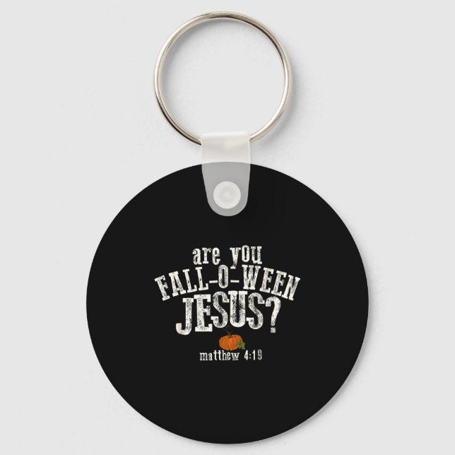 Är Du Fall-o-ween Jesus Pumpa Kristet Halloween Nyckelring (Framsida)