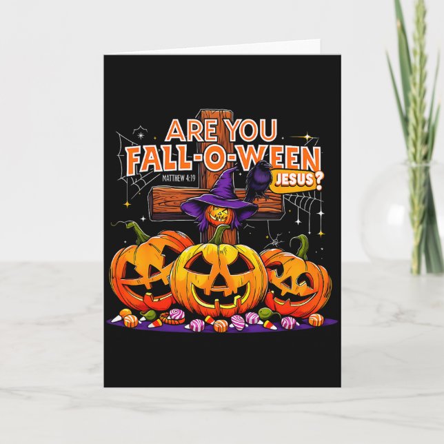 Är du Fall-o-ween Jesus Rolig Pumpa _2  Kort (Framsida)