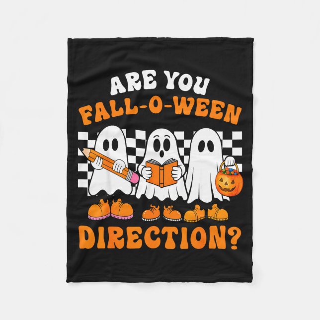 Är du Fall O Ween vägbeskrivningar Rolig Ghost lär Fleecefilt (Framsidan)