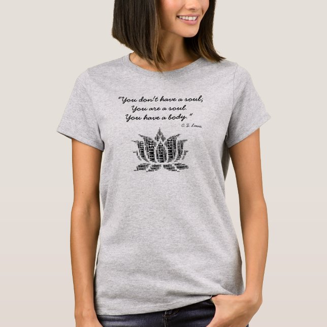 "Är du för lotusblommablomman för en soul" svarten Tee Shirt (Framsida)