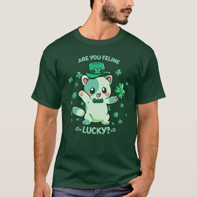 Är du Kattdjur Lucky? T Shirt (Framsida)