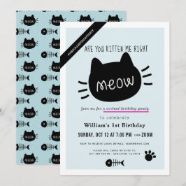 Är du Kitten Me Höger Meow Blue Virtuell BIrthday? Inbjudningar