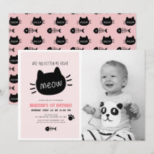 Är du Kitten Me Höger Meow Rosa BIrthday Photo