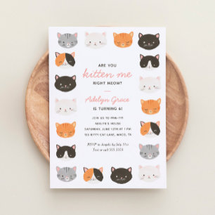Är du Kitten mig Höger nu Cat Girl Birthday? Inbjudningar