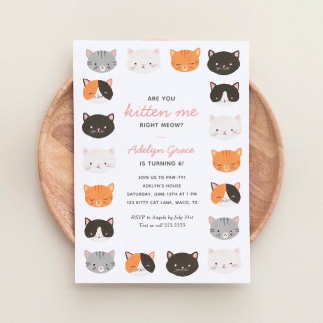Är du Kitten mig Höger nu Cat Girl Birthday? Inbjudningar (Skapare uppladdad)